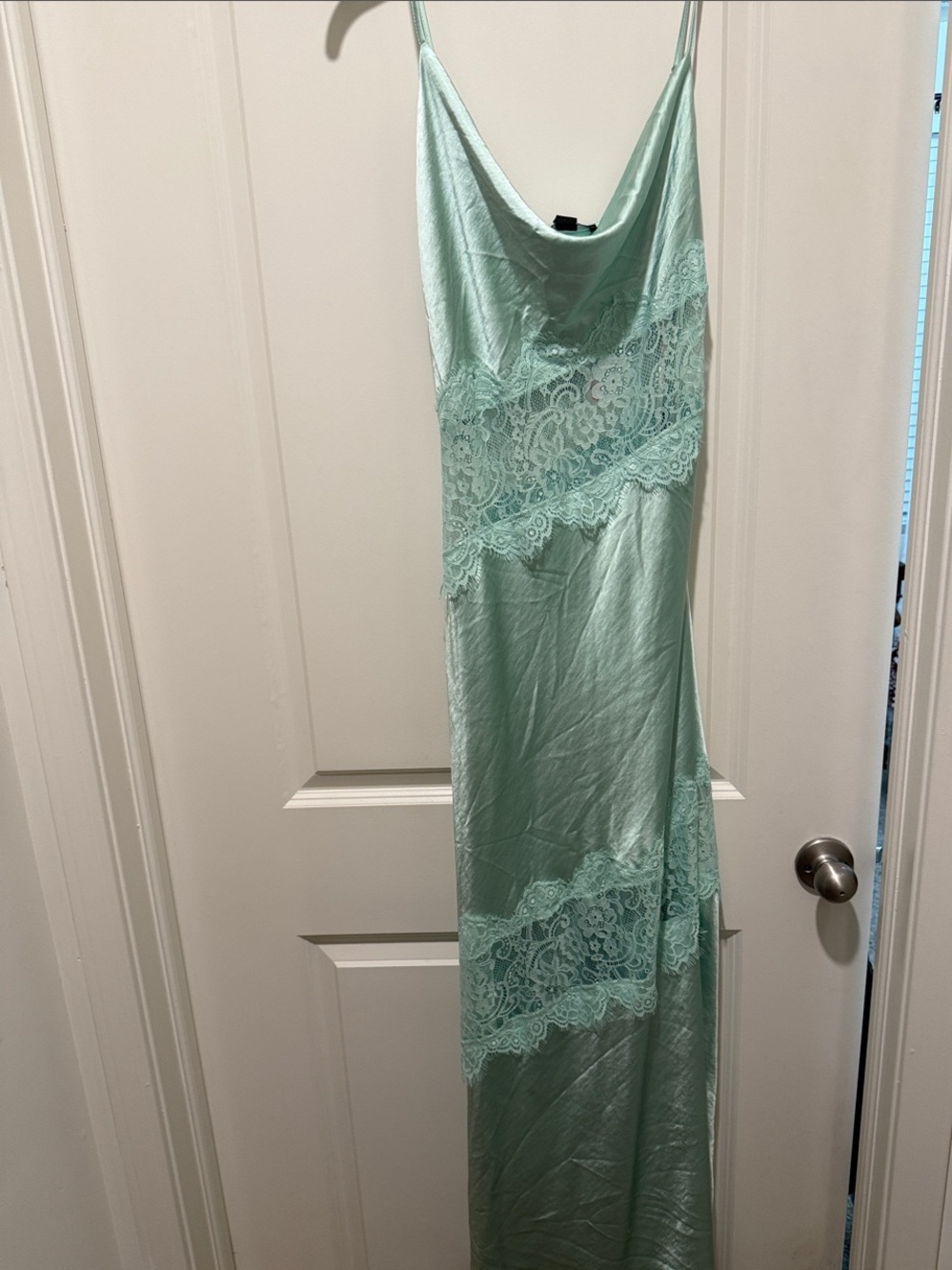 Forever 21 Mint Green Satin Lace Slip Dress - Picture 2 of 4